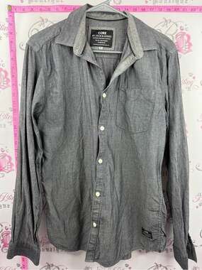 Jack and Jones Gray Casual Long-Sleeve Button-Down Shirt